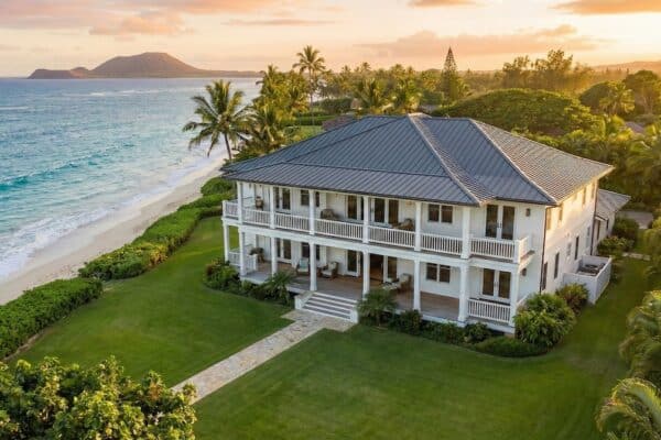 Aerial view of coastal Hawaii house